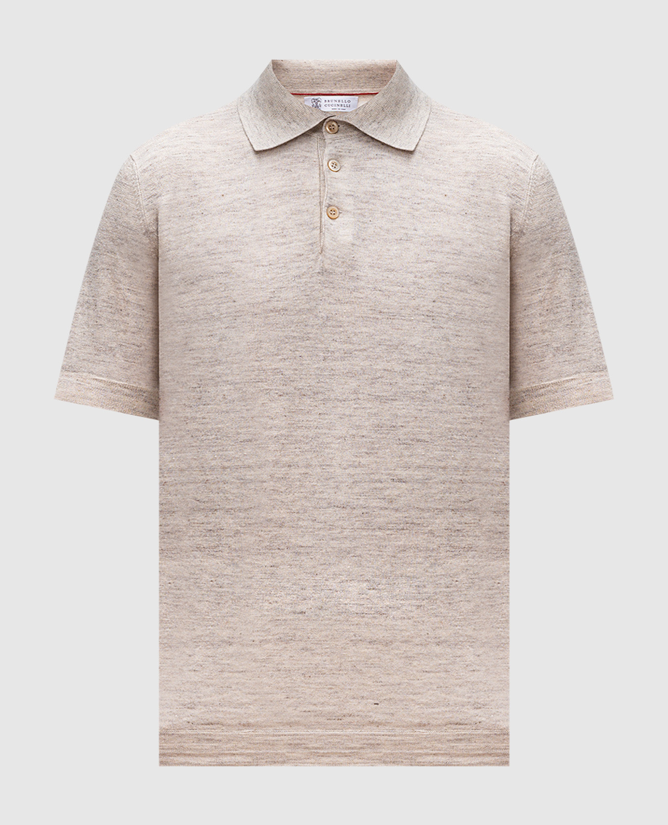 Beige melange polo shirt with linen Brunello Cucinelli