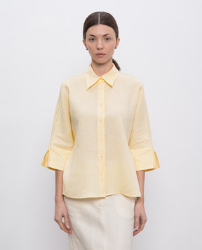 Peserico Yellow linen shirt with monil chain S0611502600