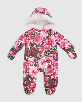 Dolce&Gabbana Children's pink overalls in a floral print L2JO3GISMID