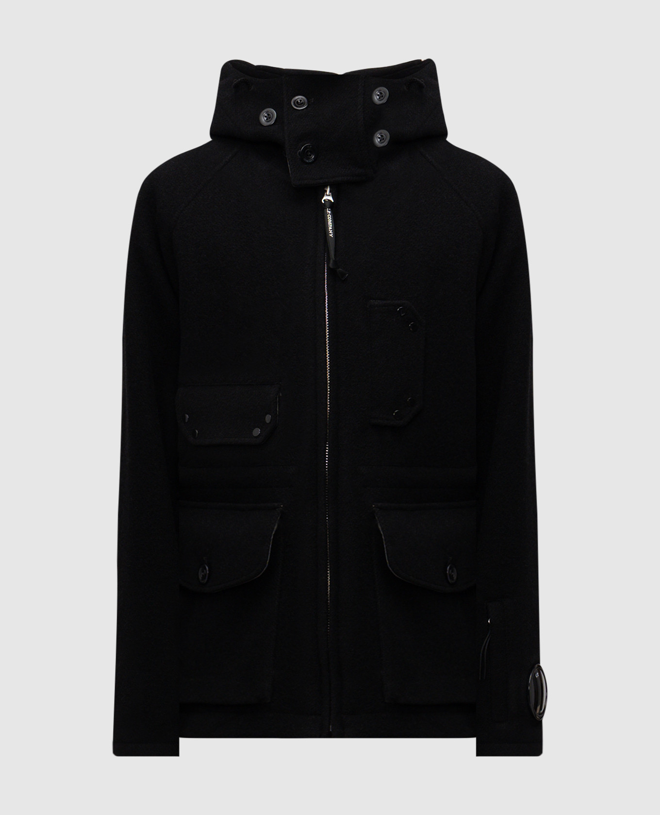 Black wool jacket with logo C.P. Company