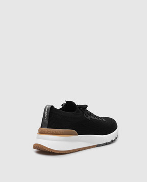 Brunello Cucinelli Black sneakers with textured logo MZUPMBO252
