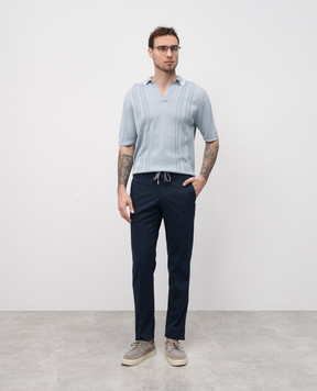 Marco Pescarolo Blue silk pants CARACCIOLO5106