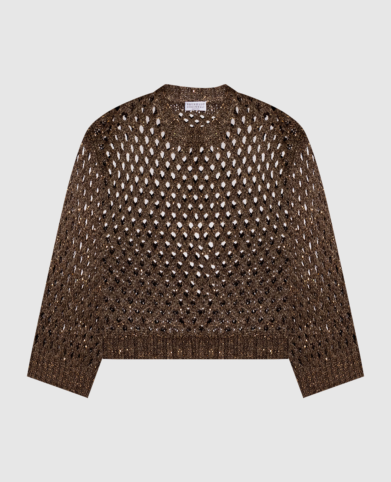 

Khaki openwork sweater with silk and linen Brunello Cucinelli