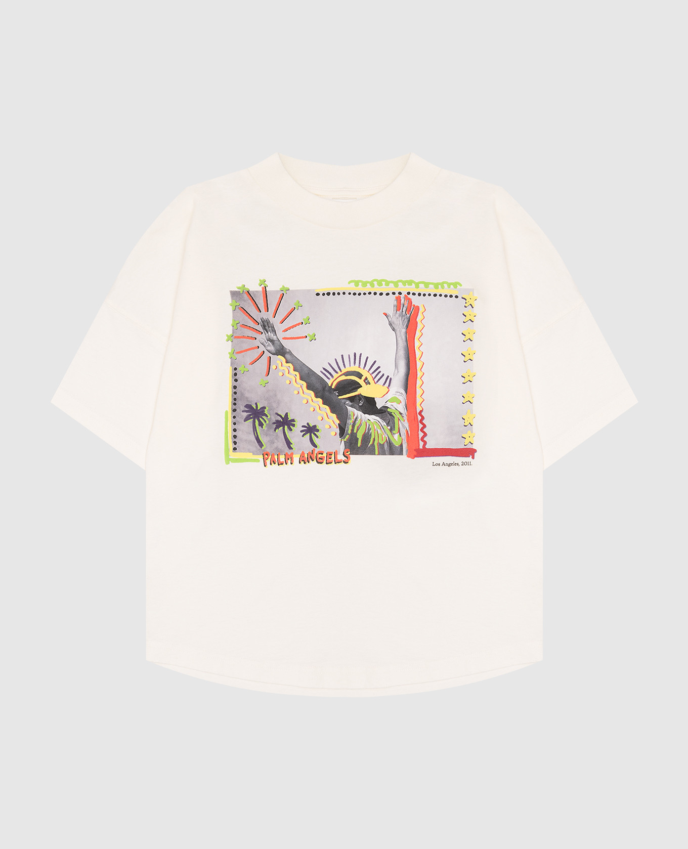 Children's beige t-shirt la palm angels