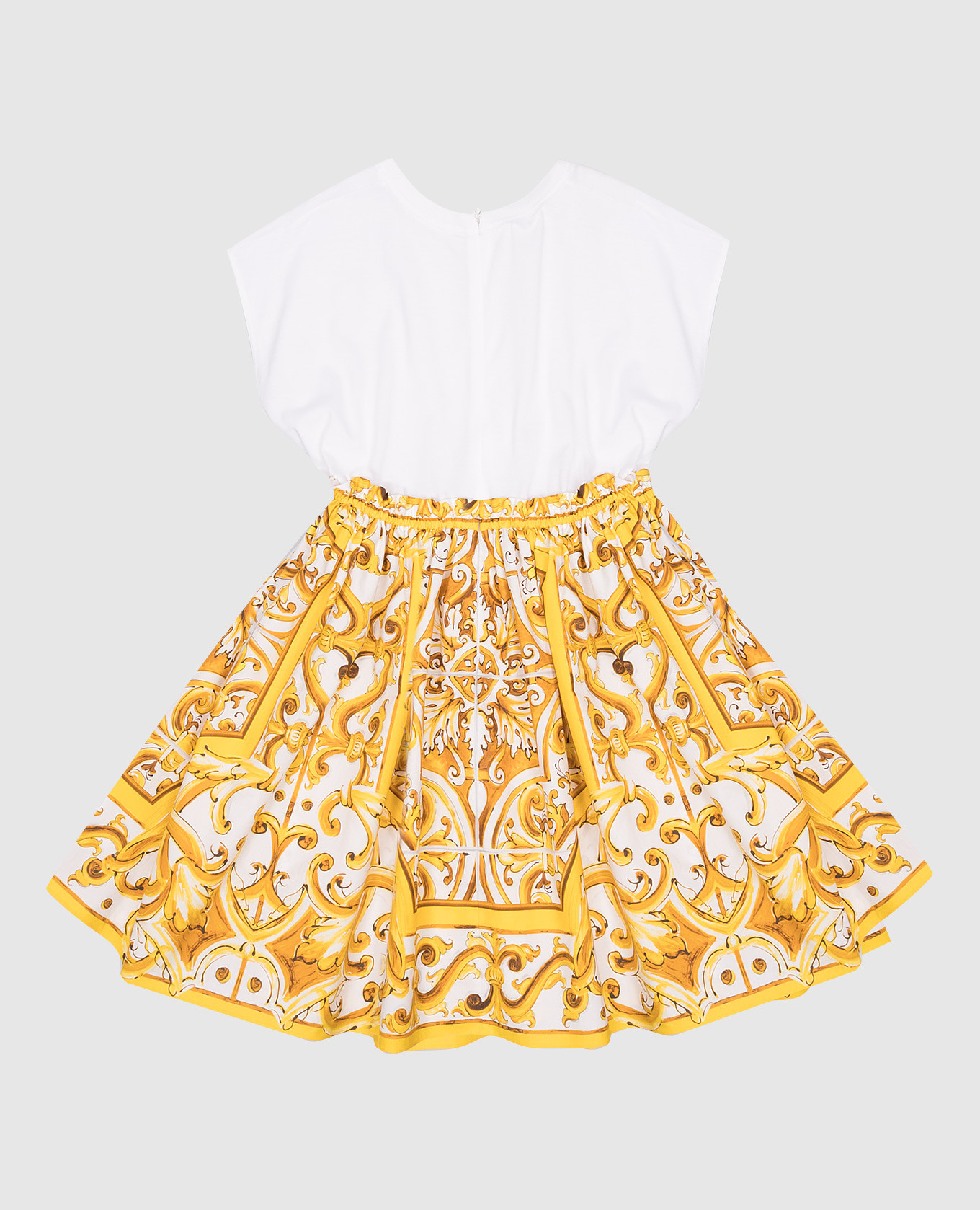 

Children's white dress with logo embroidery and majolica print Dolce&Gabbana