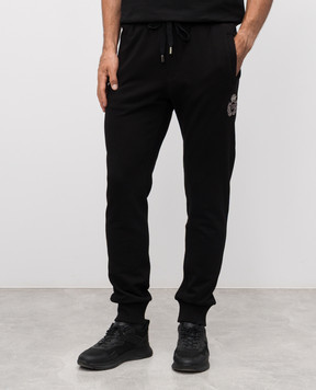 Dolce&Gabbana Black joggers with logo patch GP07TZG7PJ7