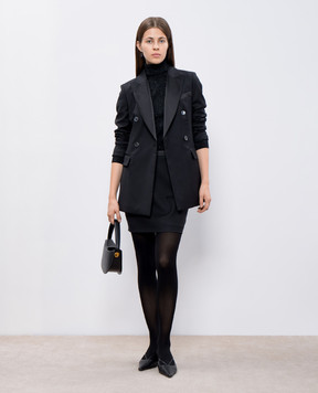 Peserico Black wool skirt with monil chain E05631B5815