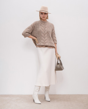 Brunello Cucinelli Brown silk top with monil chain M0C59EH500
