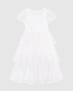 Ermanno Scervino White lace dress with metal monogram logo ESFAB007RI304XXSS