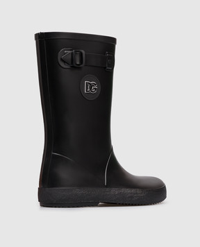 Dolce&Gabbana Children's black rubber boots with logo DD0323AA6152234