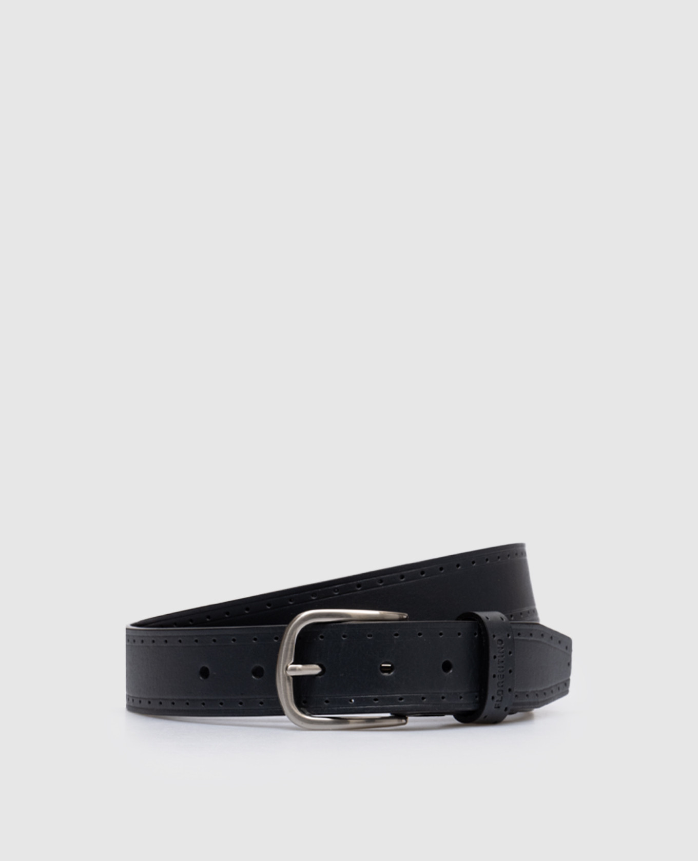 Blue leather belt with perforation florentino