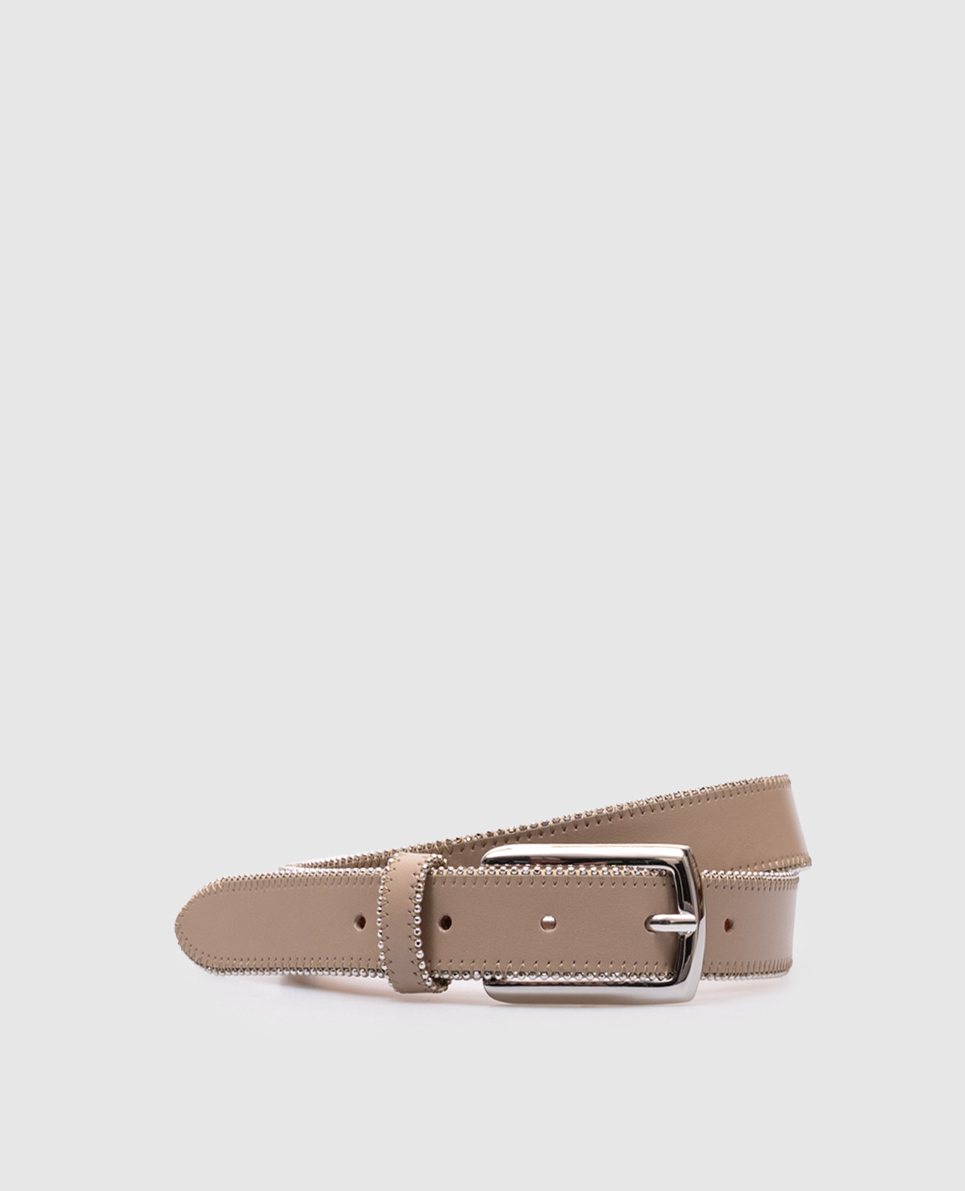 

Beige leather belt with monil chain Peserico