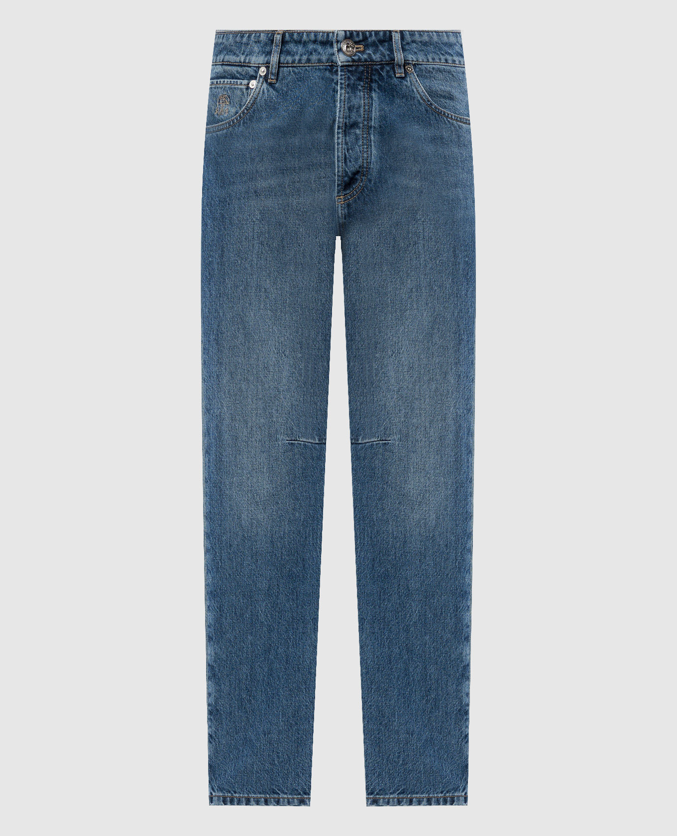 

Blue distressed jeans with a patch Brunello Cucinelli