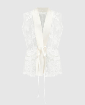 Marc Le Bihan White vest with silk and lace 22008
