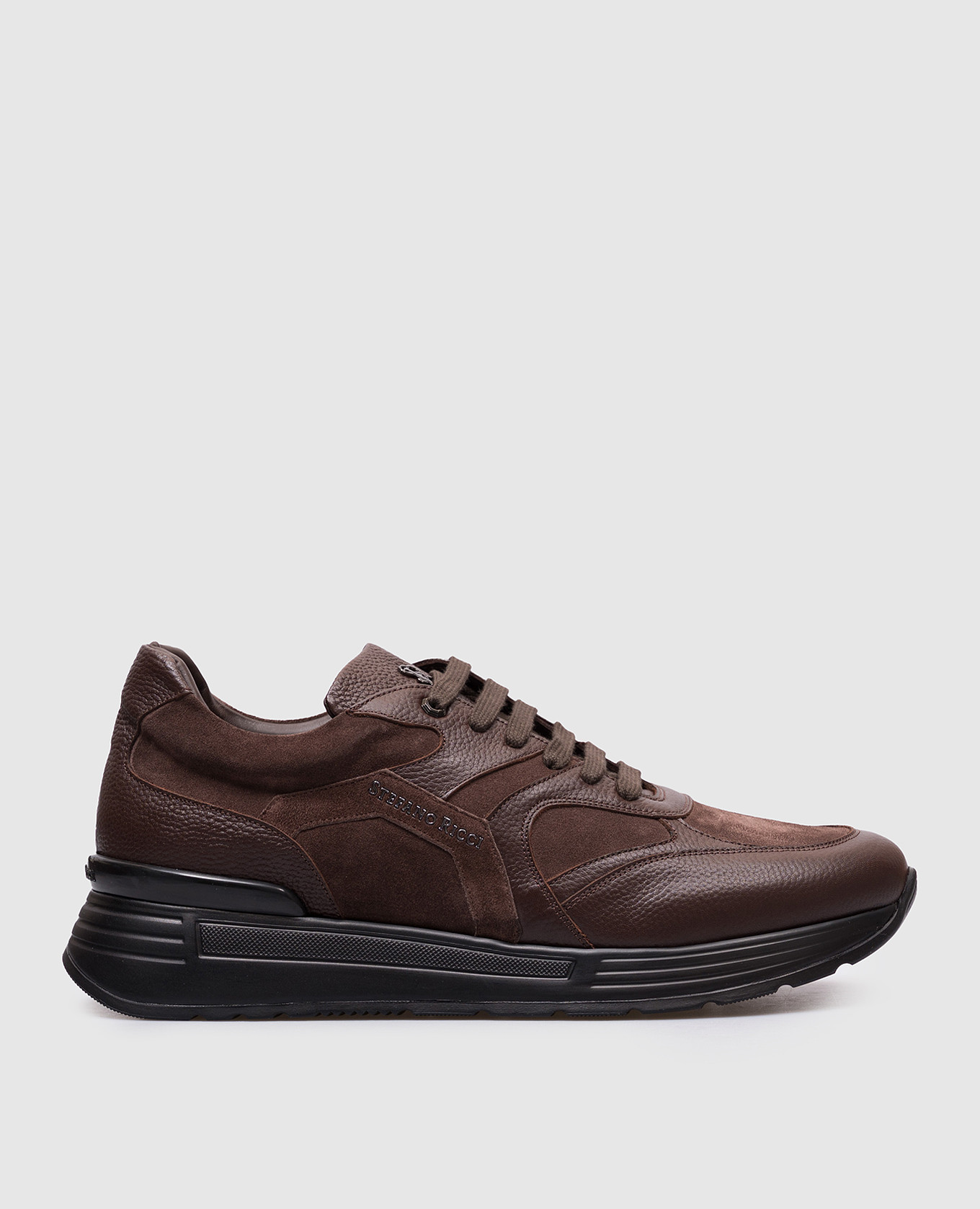 

Brown leather sneakers with monogram logo Stefano Ricci