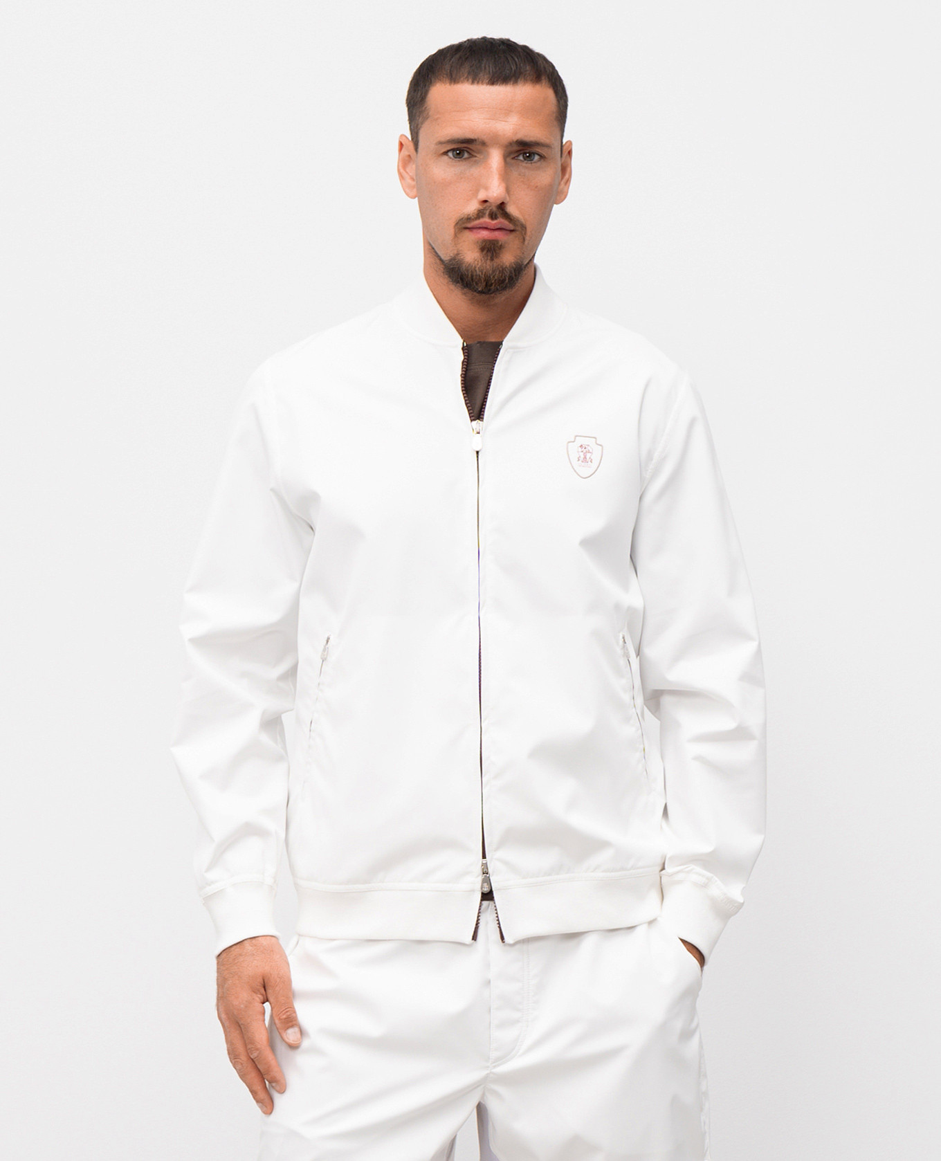 

White sports jacket with logo emblem Brunello Cucinelli