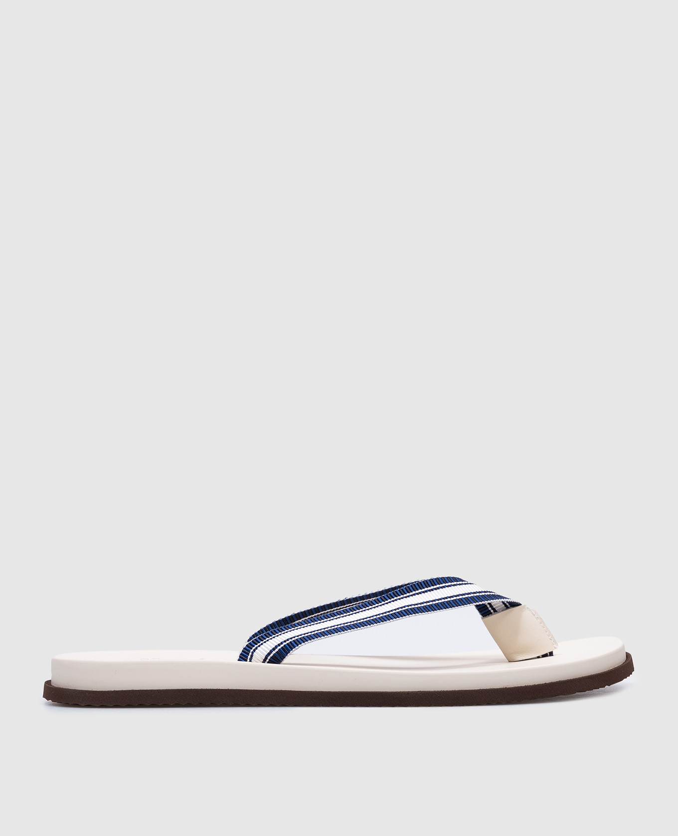 Blue striped flip-flops with logo Brunello Cucinelli