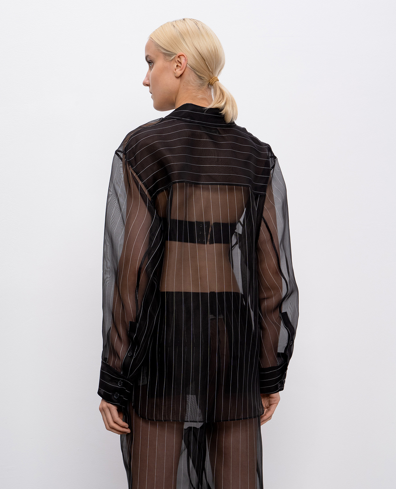 Herschel black striped silk blouse Khaite 4