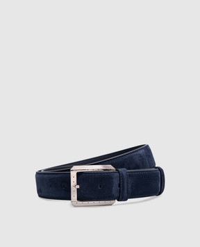 Stefano Ricci Blue suede belt with logo engraving N351SDA311P