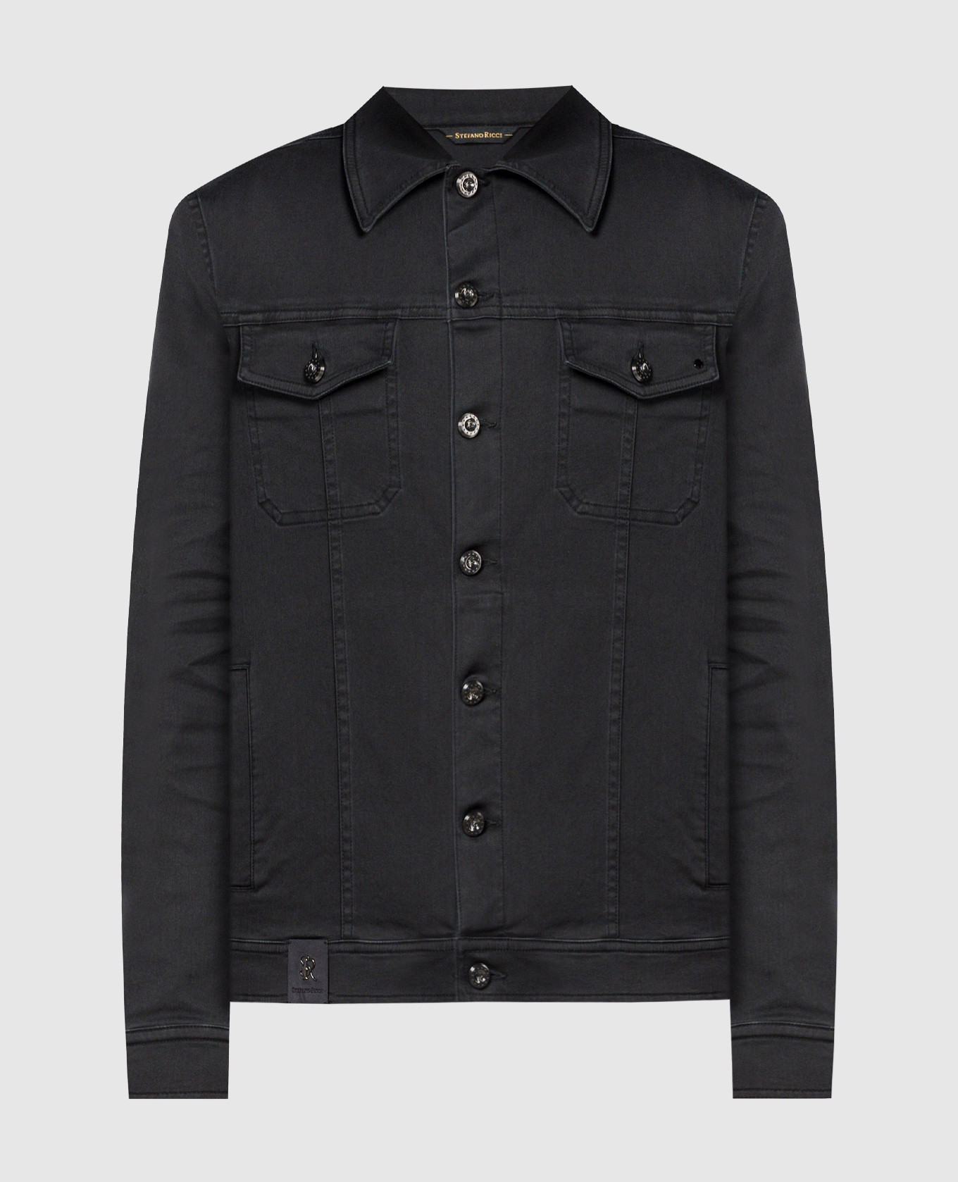 

Black denim jacket with logo patch Stefano Ricci