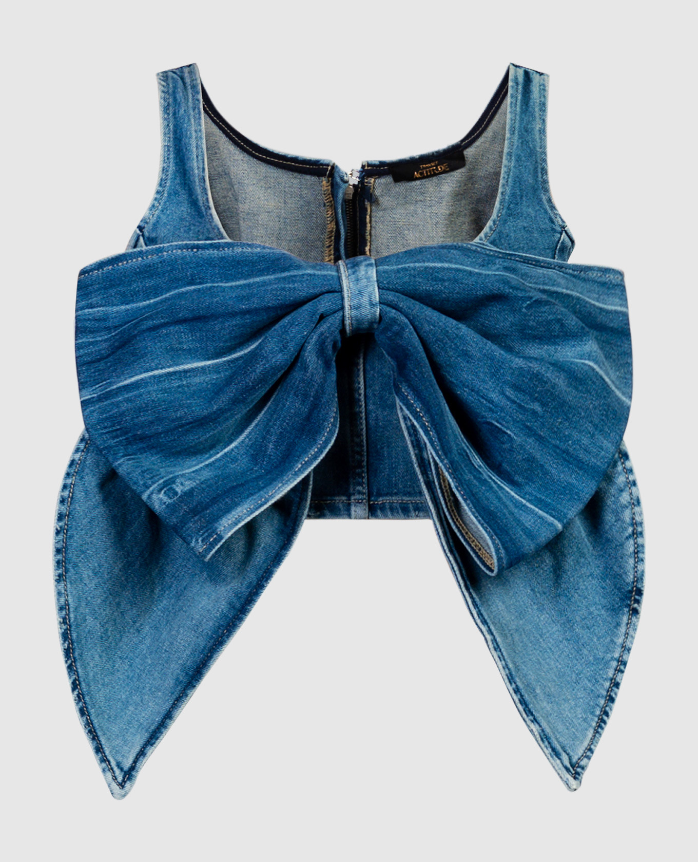

Blue denim top with a bow Twinset Actitude