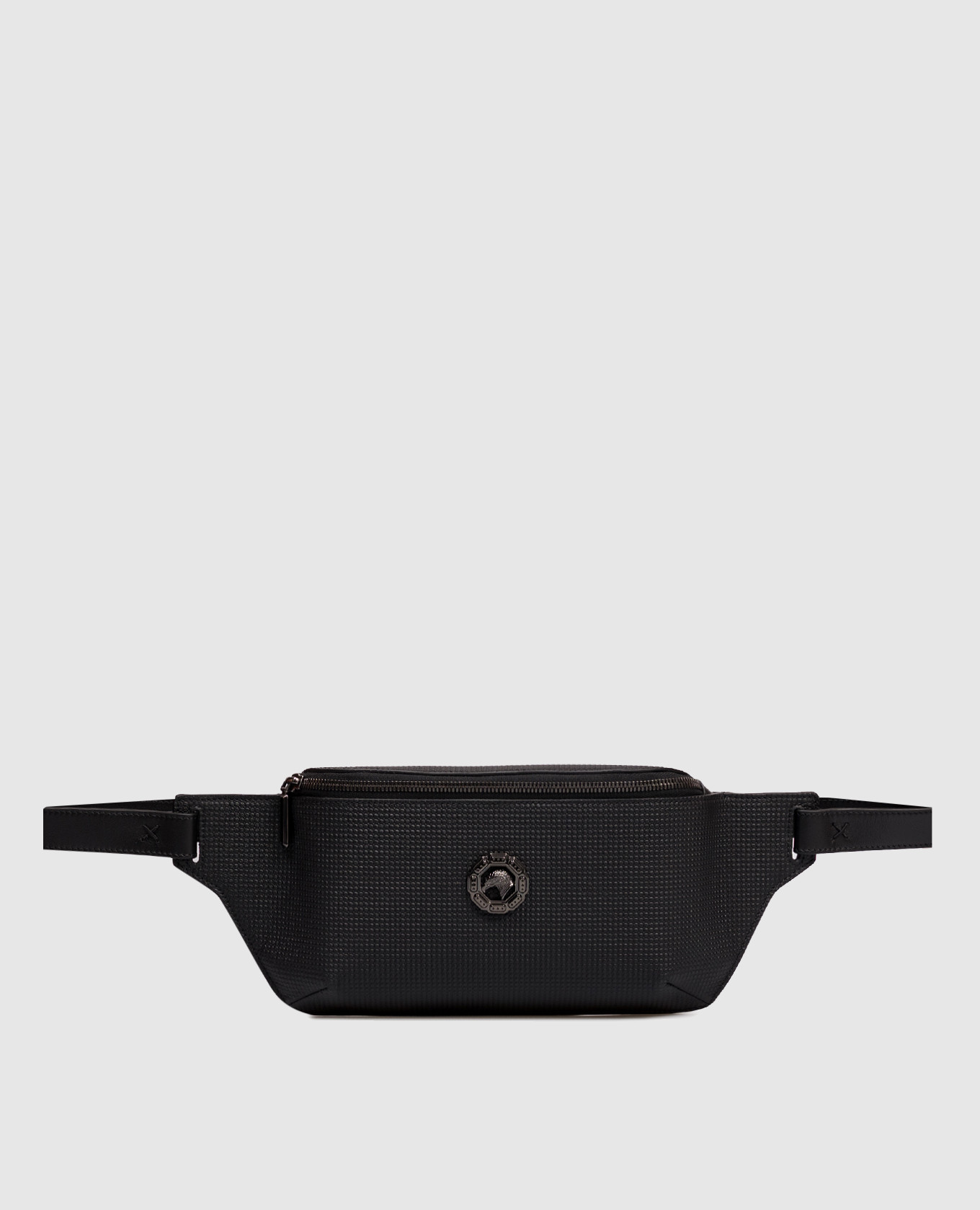 

Black leather belt bag with logo emblem Stefano Ricci