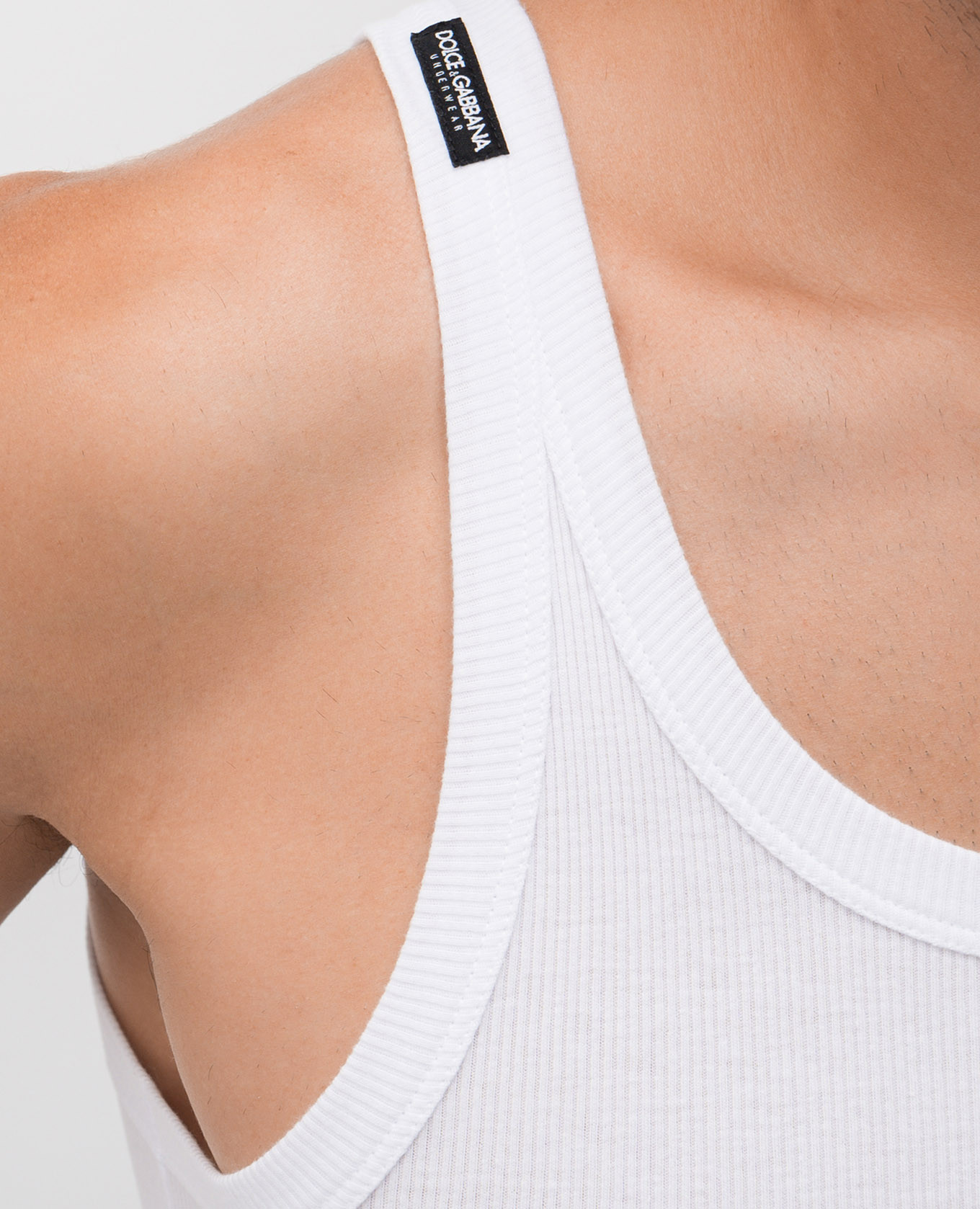 

White ribbed T-shirt with logo patch Dolce&Gabbana