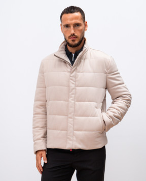 Kiton Beige logo wool and cashmere jacket UW1878V0411F