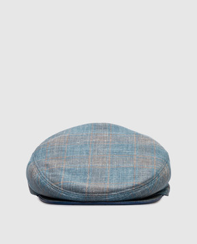 Stefano Ricci Blue checked wool, silk and linen cap MCV51NB100LP52HA