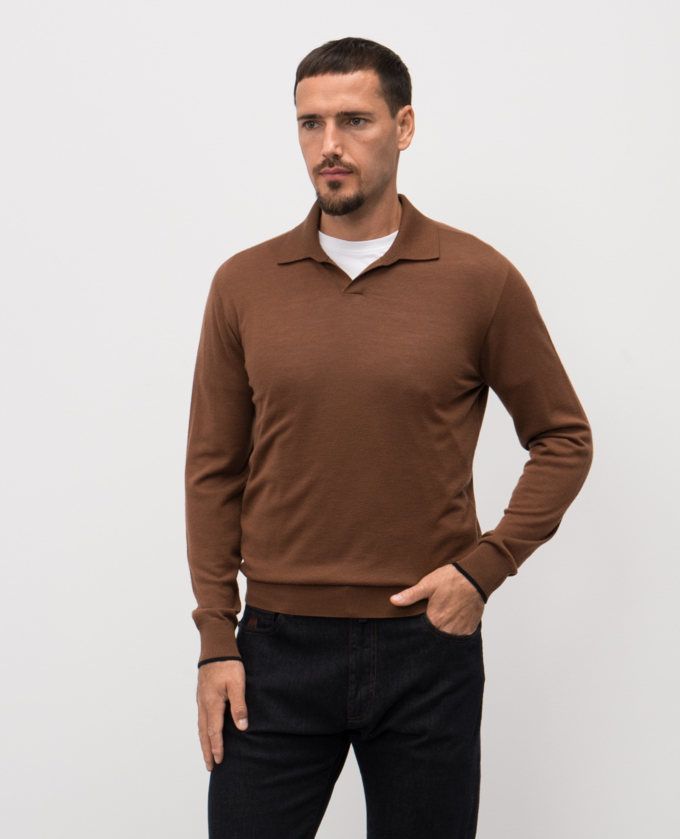 

Brown wool polo shirt Peserico
