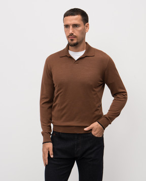 Peserico Brown wool polo shirt R59414F189770M