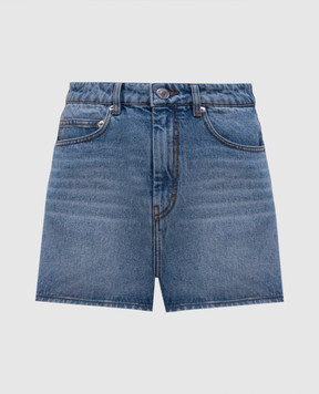 Ami Paris Blue denim shorts with a distressed effect FSO111DE0046