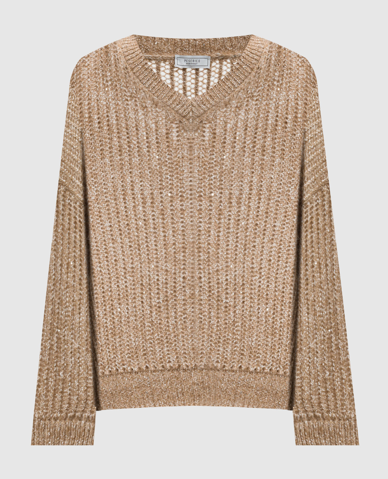 Brown wool sweater with sequins peserico