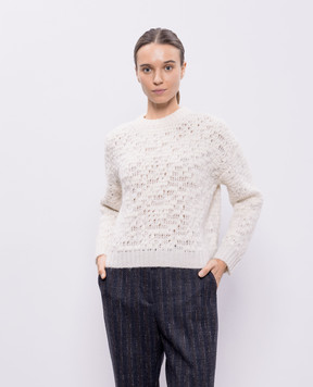 Peserico White openwork sweater with alpaca and lurex S99653F03B9196