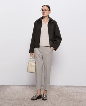 Peserico Gray pants with brand patch A04629U00668