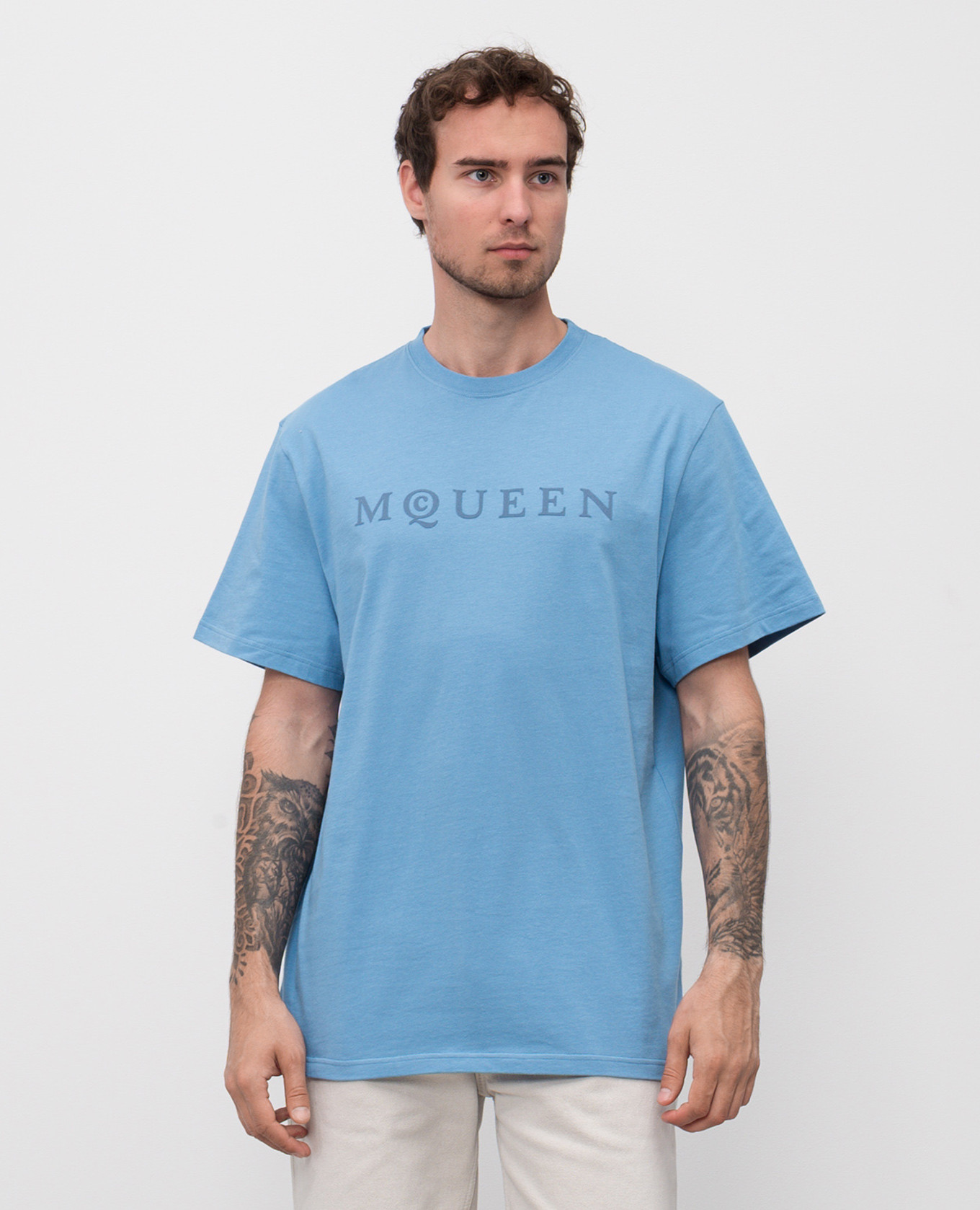 

Blue T-shirt with logo Alexander McQueen, Light blue