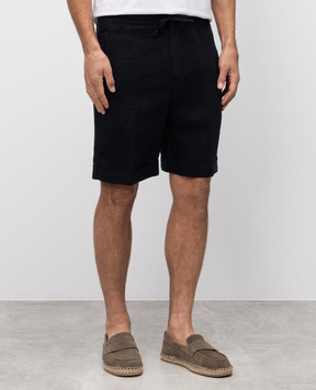 Canali Blue linen shorts SG0320295606