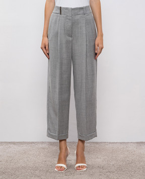 Peserico Gray wool pants with lurex P04079D03359
