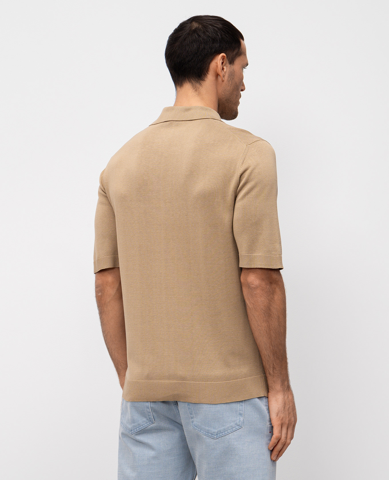 

Beige silk polo shirt ISAIA