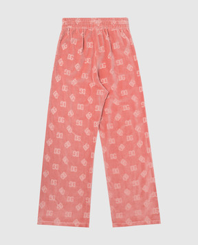 Dolce&Gabbana DG logo monogram pattern baby pink velvet pants L5JPF8FJ7DL812+