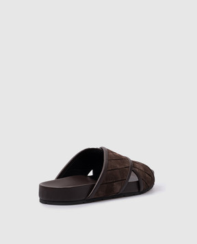Bottega Veneta Tarik Brown Weave Suede Flip Flops 786883V3QE0