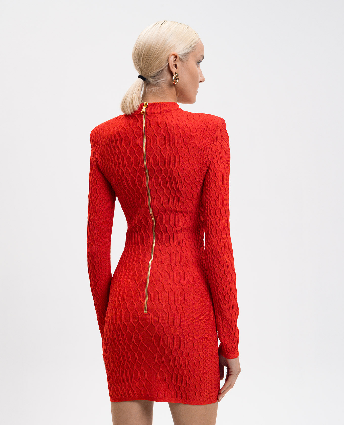 

Red mini dress with textured pattern Balmain
