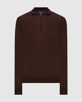 Stefano Ricci Brown wool, silk and cashmere polo shirt W505506P30W25350