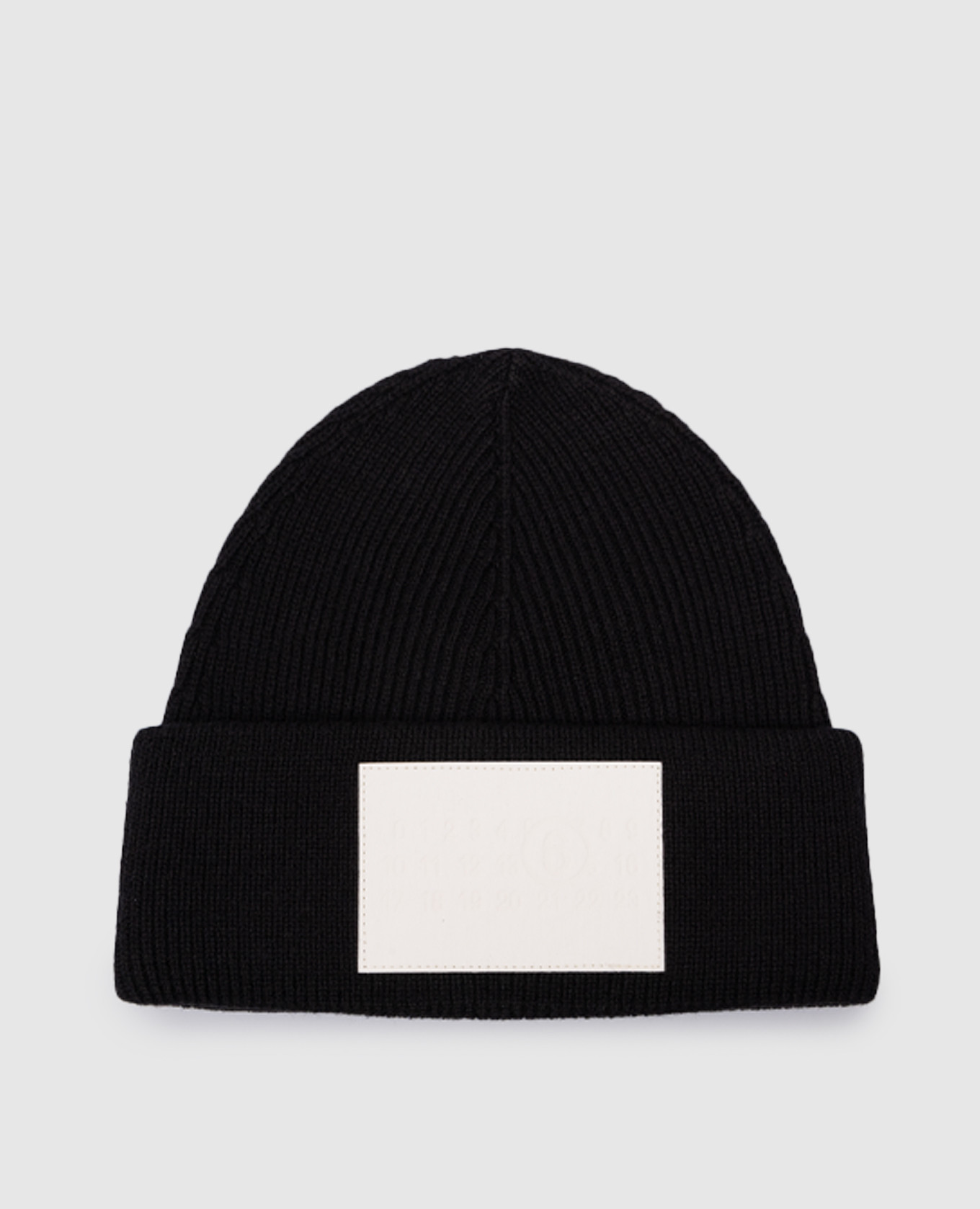 

Black wool cap with contrast logo patch Maison Margiela MM6, Черный