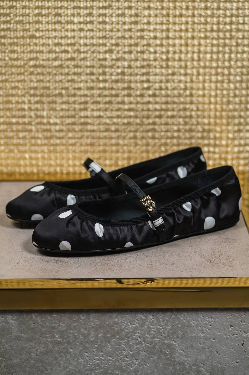 Black polka dot ballet flats with metallic DG logo Dolce&Gabbana 6