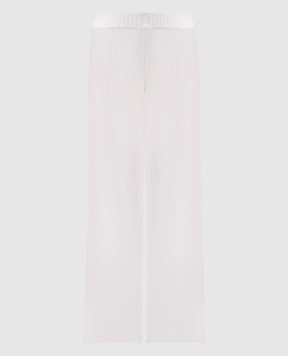 Allude White ribbed cashmere flared pants 25211148