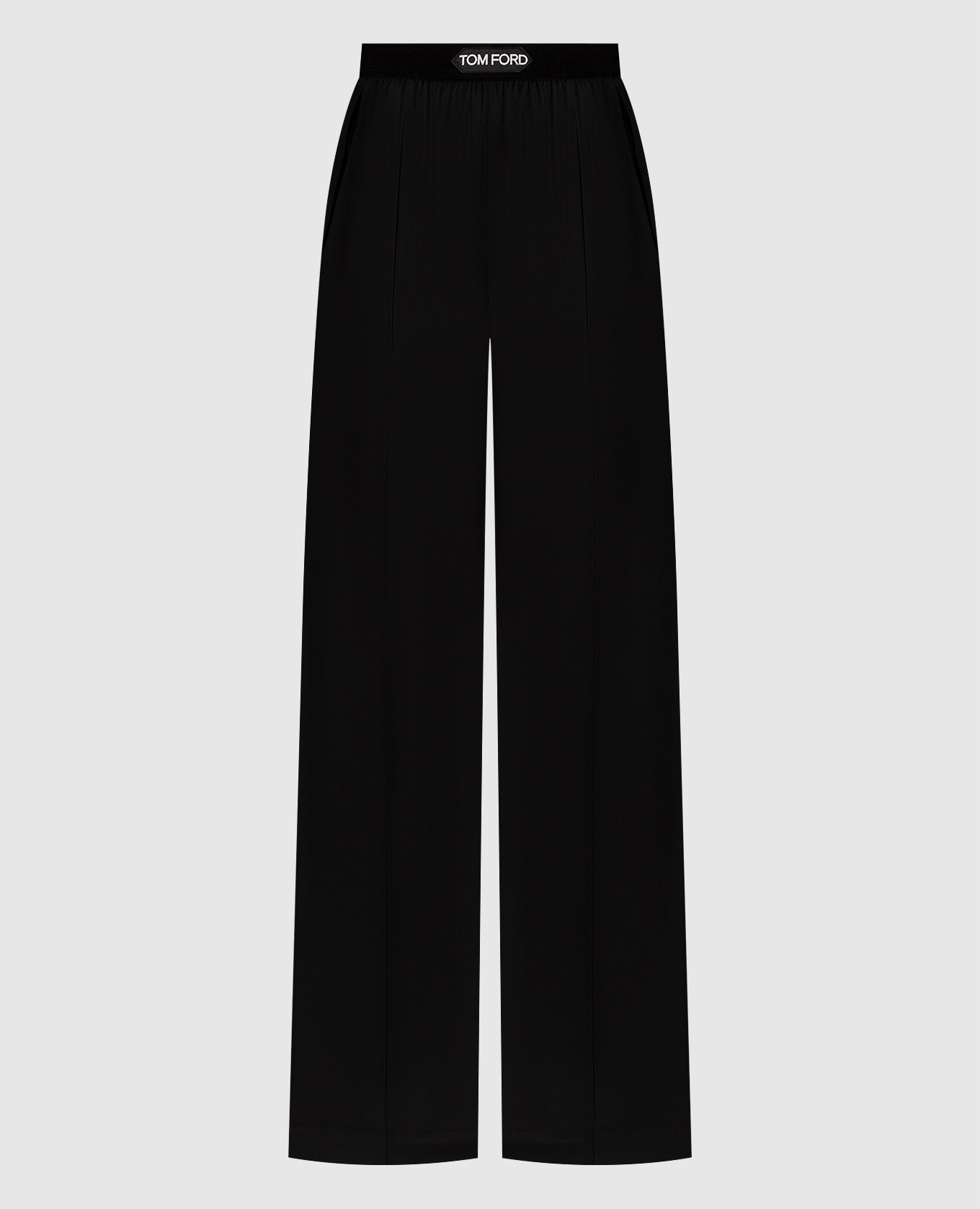 

Black silk trousers with logo patch Tom Ford