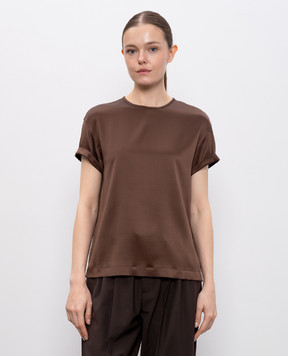 Brunello Cucinelli Brown silk top MPC59DE310