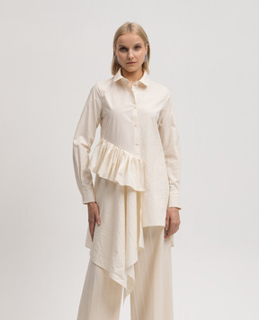 UMA WANG Beige Trista blouse of asymmetric cut UW1013