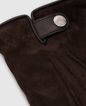 Brunello Cucinelli Brown suede gloves MPMLV93608